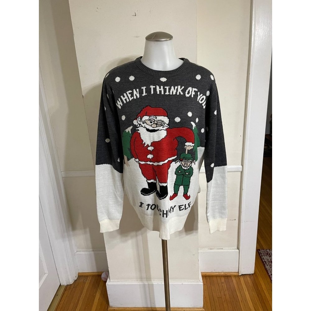 North Pole‎ Approved.Christmas Sweater gray and black color women size S